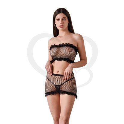 Conjunto de Bandeau e Hilo Dental de puntilla negro